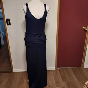 TAHARI M VGC M Navy Blue arm pit to pit 17 Shoulder to hem 54 in
